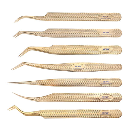 VETUS Anti-slip Eyelash Extension Tweezers Stainless Steel Fiber Tip Lashes Precision Tweezer for Makeup Tools