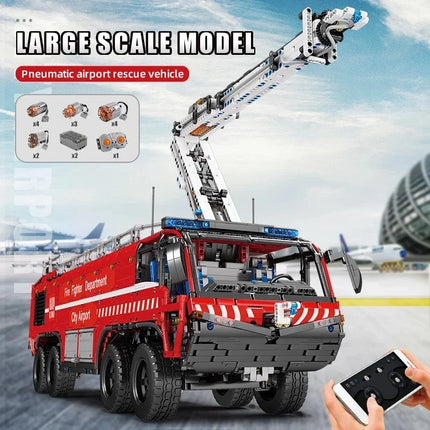 MOULD KING 19004S High-Tech Toys The MOC-4446 RC Motorized Airport Crash Tender Model Building Blocks Bricks Kids Christmas Gift