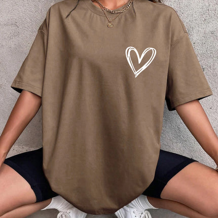 Simple Love Printed Womens T Shirts Summer Breathable Clothes Casual Fashion Short Sleeve Street Oversized All Match T-Shirts
