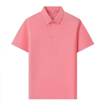 6XL Anti-Wrinkle Pearl Weave Cool Feeling Solid Color Polo Shirt Seamless Collar Four Button Men's T-Shirt Summer Breathable