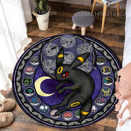 1PC Cartoon Japan Pokemon Sylveon Print Round Carpet for Living Room Bedroom Table Chair Sofa Home Decor Area Rug Luxury Gift