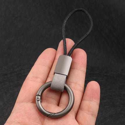 Genuine Leather Key Chains for Men Women Car Keychain Lanyard Cotton Rope Strap Metal Keyring Gift Trendy Key Holder