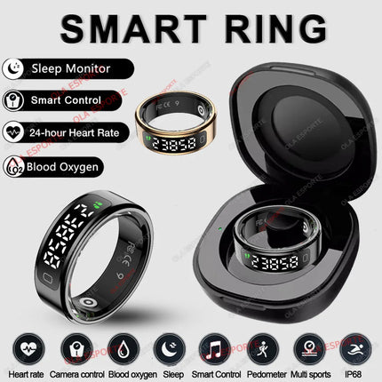 R11 Smart Ring with Display Screen and Touch, Zikr Tasbih Counter, With Charging Box, Health Manager,5ATM Waterproof For Android