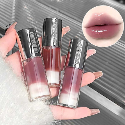 Cappuvini Berry Snow Gradient Lip Gloss Mirror Moisturizing for Plump Lips Long-Lasting Makeup Lip Glaze