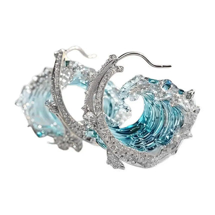 1/3PCS Ocean's Oath Wave Decorative Ring Necklace Earrings Jewelry Set For Women Gift Fashion Sky Blue Decoration Jewelry Gift