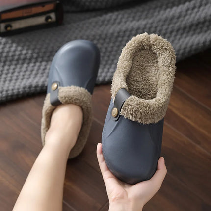 KANCOOL Fur Lined Clogs Shoes For Women Men Winter Indoor Outdoor Waterproof Plush Slippers Cozy Warm House Slippers Garden Shoe