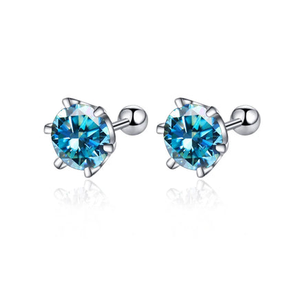 BIJOX STORY 0.5-2ct Moissanite Screw Stud Earrings D Color 925 Sterling Silver Diamond Earrings For Women Wedding Fine Jewelry