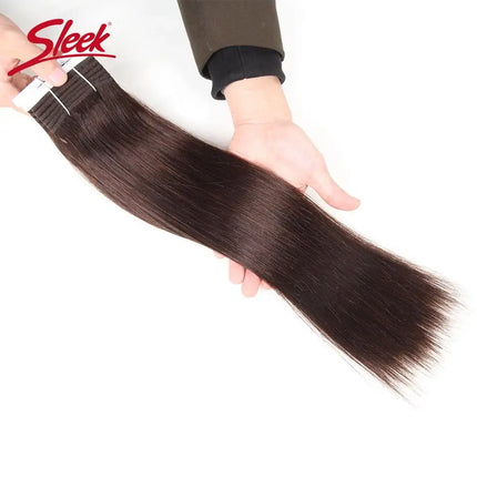 Sleek Straight Hair Bundles Brazilian Hair Weave Bundles 1/3 PCS Human Hair Bundles Natural Brown Color Remy Hair Extensions