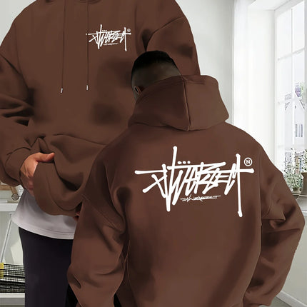 New creative printed men's hooded sport fitness and casual wear in autumn and winter providing protection for sports activitie