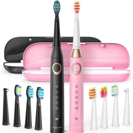 Fairywill Electric Toothbrushes for Adults Kids 5 Modes Smart Timer Rechargeable Whitening Sonic Toothbrush with 10 Brush Heads