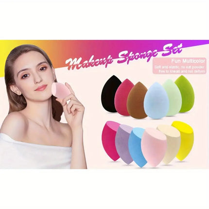 14PCS Makeup Sponge Set - 12 Ultra-Soft Beauty Blenders + 2 Storage Boxes, Latex-Free for Foundation & Powder