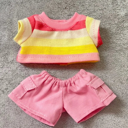 For 17cm Labubu Doll Clothes Labubu Summer Colorful T-shirt Work Pants Dressing Set Labubu Trendy Ropa