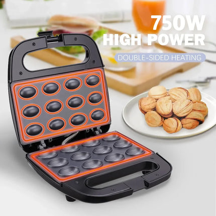Walnut Cookie Maker 12 Holes Mold Automatic Nuts Maker Electric Walnut Cake Maker Non-stick Iron Toaster Baking Breakfast Pan