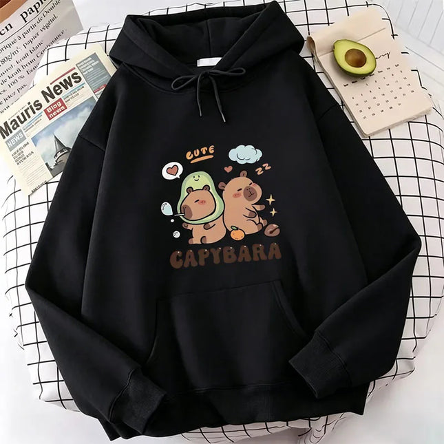 Funny Cartoon Capybara Print Hoodie Women/Men Kawaii Tops Sweatshirt for Girls Unisex Fashion Harajuku Graphic Hooded Pullovers