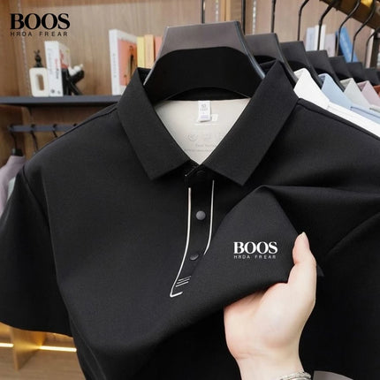 Men's Premium Ice Silk Short-Sleeved Polo Shirts, New Fashionable Casual Breathable Smooth and Cool Top