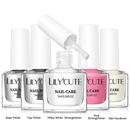 LILYCUTE 7ml  Nail Base Top Polish Clear Shine Nail Care Long Lasting  Strengthener Hardener Nail Art Varnish Supplies
