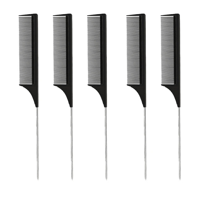 Professional Stainless Steel Hair Tail Comb Salon Cut Styling Tool with Fine Teeth Hair Care Barber Accessory