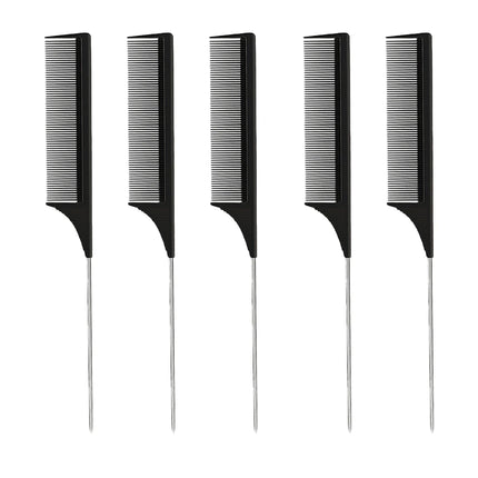 Professional Hair Tail Combs Stainless Steel Salon Cut Styling Comb Spiked Hair Care Styling Tools Barber Accessories Fine Teeth