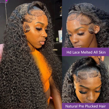250 Density 13x6 Hd Lace Frontal Wigs Brazilian 32 34 40 Inch Deep Wave Curly Human Hair Wigs 100% For Black Women Preplucked