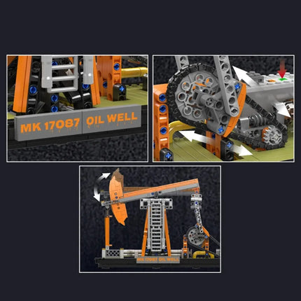 MOULD KING 840pcs 17087 Oil Well Model Technology MOC Engineering 840 PCS Building Blocks Toy with Electrical Motors Bricks Kit