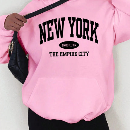 New York City Brooklyn Creative Letter Printed Female Hoodies Multicolor Loose Hoody Y2K Street Sportswear Fleece Hoodie Unisex