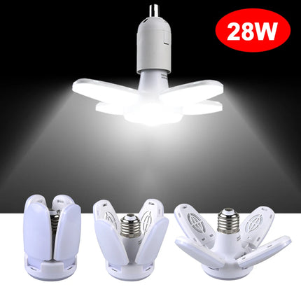 E27 Fan Foldable 28W LED Bulb AC220V Deformation Lamp for Home Ceiling Lights Warehouse Garage Office Cool White Pendant Light