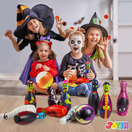 Foam Bowling Set Halloween Gift for Kids Toys Party Supplies Get-Together Party Game Day Events Indoor Outdoor Toy Game with 10 Pins & 2 Balls Fun Sports Games Birthday Parties