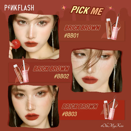 PINKFLASH Lipgloss Matte Lipstick Soft Moisturizing Red Nude Pink Melting Lip Cream Waterproof Makeup Not Fade Lip Gloss Liptint