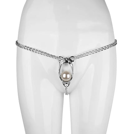 1set, Metal female chastity lock, rotating pearls, sexy lingerie accessories, prevent derailment, partner sex toys