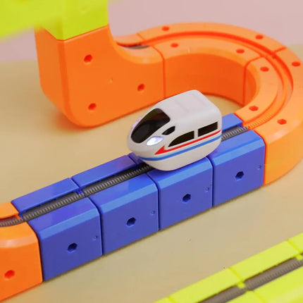 Children Magic Track Train Electric Assembled Building Blocks Magnetic Rail Car Maze Educational Toys Magnetic Assembly Train