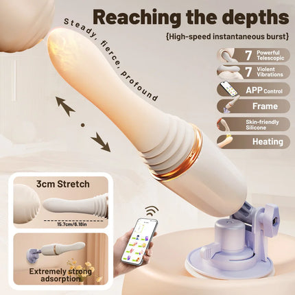 APP Control Sex Machine Thrusting Dildo Vibrator 7 Powerful Telescopic Vaginal Stimulator Soft Silicone Adult Sex Toys for Women