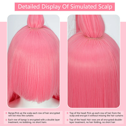 100CM Long Straight Wig With Bangs Synthetic Cosplay Wig For Women Pink Purple Cosplay Wigs for Party For Halloween