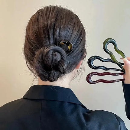 U-Shaped Hair Fork Fashion Tortoiseshell Acetate Hairpin Geometric Design Headwear Hair Sticks Women Girls Hair Accessories