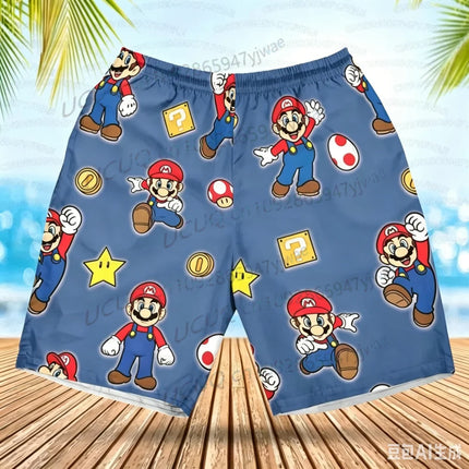 Summer Quick-Drying Beach Shorts Yoshi Mario Printed Swimming Pools Gyms and Outdoor Sport Shorts for Beach