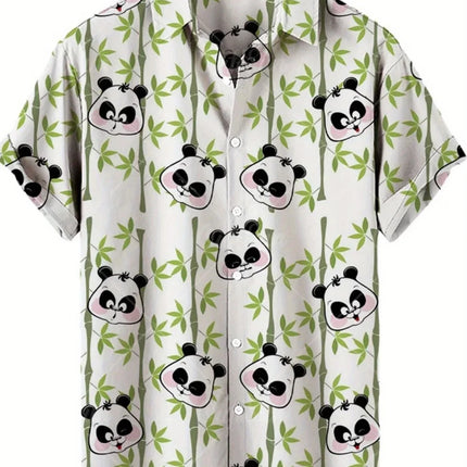 Animal pattern print, men's fashionable short sleeved shirt, loose top, outdoor street, casual and comfortable