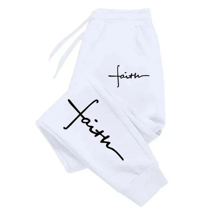 Cross Faith Prints Sweatpants Womens Joggers Fitting Outdoor Trouser Warm Casual Sportswear Pocket Long Pants Couple Clothes