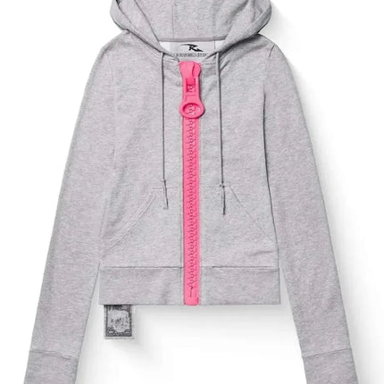 Y2K Giant Zipper Hoodie Women Streetwear Harajuku Zip Up Sweatshirt Slim Fit Long Sleeve Big O Ring Zip Jacket Coat Autumn Tops