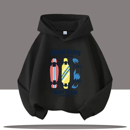 Autumn Winter Skateboard Cool Print Children's Hoodie Warm Pullover Girl Casual Top Kid Casual Clothes Boy Sportswear Sweatshirt