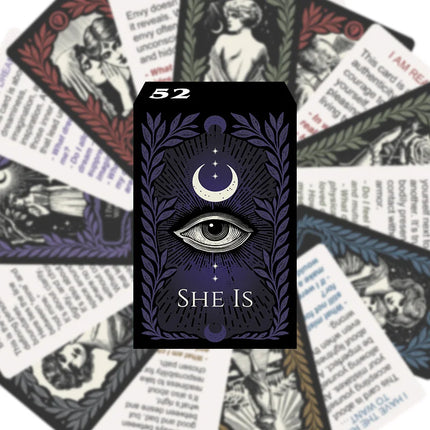 1Pcs SHE IS Oracle Deck, Feminine Empowerment Mindfulness Cards, Dark Art Affirmation Cards for Intuition, Emotional Healing, Self-Discovery, Meditation, Self-Care & Spiritual Exploration