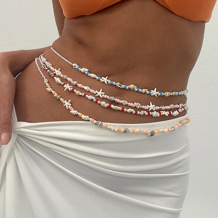 IngeSight.Z 3pcs/set Boho Starfish Conch Beads Waist Belly Chain for Women 2025 New Summer Beach Sexy Bikinis Body Jewelry Gift