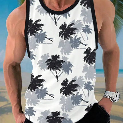 Summer Daily Casual Men's Sleeveless T-shirt Hawaiian Men's Tank Top Outdoor Beach Men's Tank Top Street Fashion Men's Tank Top