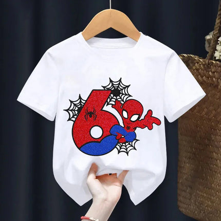 Marvel Summer Children's 100% Cotton T-Shirt Soft Fabric Cartoon Version Spider-Man Digital Printing Suitable for Boys and Girls