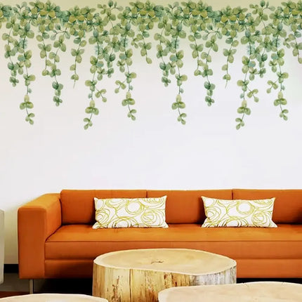Home Decoration Gift Green Plant Vine Wall Stickers Eucalyptus Leaves Decal Self-adhesive Mural Art Bedroom Ornament