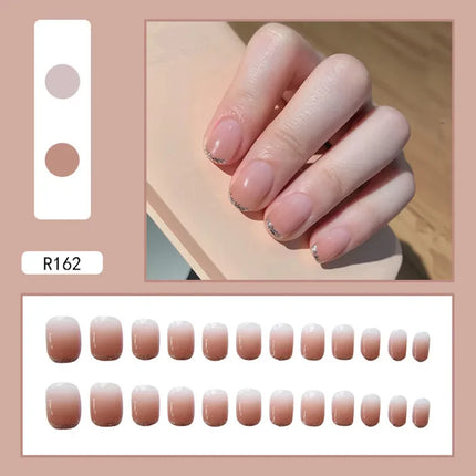 Cool Ash 24 Pcs Press on Nails Pink Nail polish Glossy Artificial Finger Manicure Reusable False Nails for Women