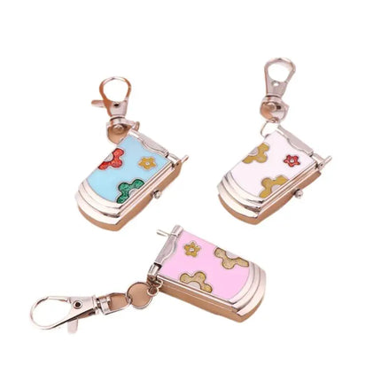 1 Piece Fashion Retro Cute Backpack Pendant Flip Phone Keychain Watch Hanging Watch Creative Gift
