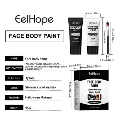Halloween Black And White Makeup Foundation Cream Concealer White Halloween Zombie Cosplay Face Make-Up 1set Cream Face H4V0