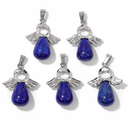 Blue Lapis Lazuli Pendant Gems Cross Hand Oval Shape Natural Stone Lapis Lazuli Charms for Jewelry Making Necklace DIY Bracelet