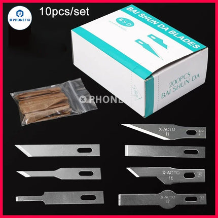 10pcs No.4A 11 18 Scalpel Knife Removal Glue Blades Non-Slip Metal Engraving Craft knives Phone PCB DIY Repair Hand Tools