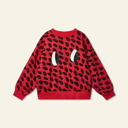 Kids' Fall Winter Long-Sleeve Hoodie, Cute Print Round Neck Sweatshirt, Boys Girls Casual Everyday Top, Comfortable Warm Design