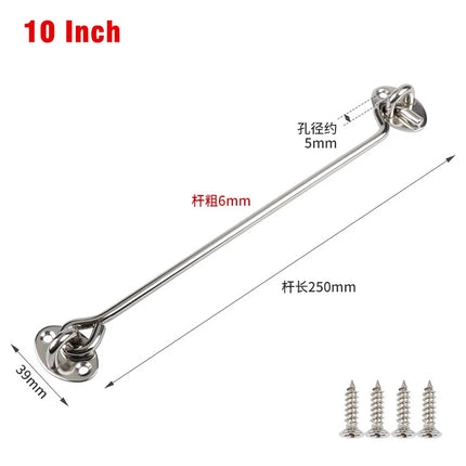 Stainless Steel Heavy Duty Privacy Hook and Eye Latch Lock with Screws Black Silver Barn Door Easy Locks Gate Latch Window Wind
